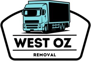 Logo features a blue truck with "WEST OZ" and "REMOVAL" text below. Simple and modern design.